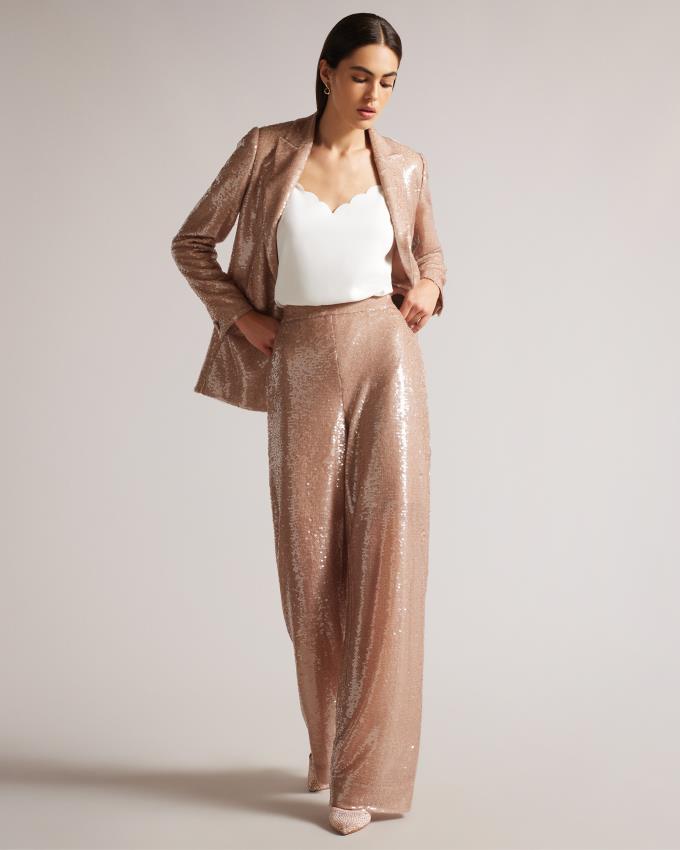 Pantalon Ted Baker Matte Sequin Wide Leg Rose Femme | FPA-29007308